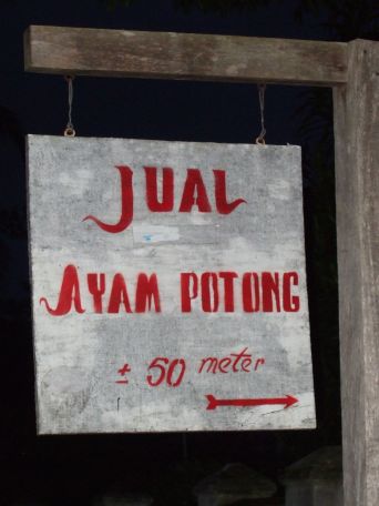 Sign at Pasarwajo: Jual Ayam Potong