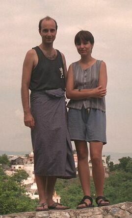 Petra and me on the long and winding road up Mandalay Hill in Burma